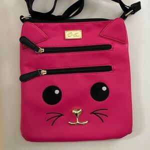 Betsy Johnson adorable Pink Cat Face Crossbody Bag
